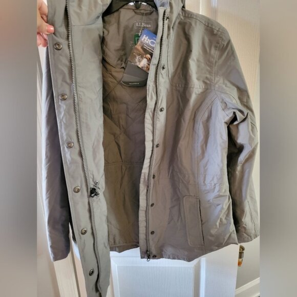 NWT L.L. Bean Women's H2OFF Rain Jacket PrimaLoft-Lined Ashpalt Gray Size Small - Picture 3 of 14